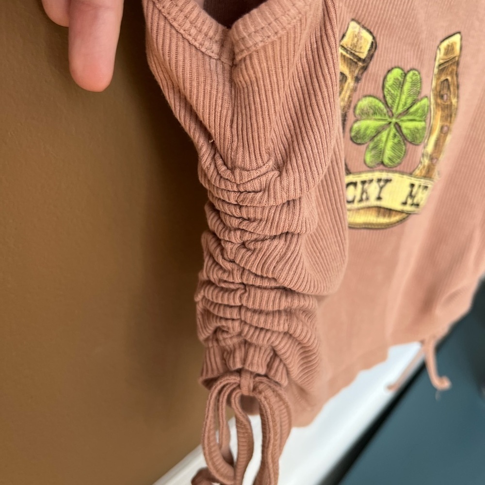 Full Tilt Lucky Me Women's Tan Tank Top Ruched Size M Western Festival - Picture 4 of 6